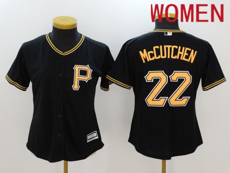 Women Pittsburgh Pirates #22 Mccutchen Black Nike Game 2024 MLB Jersey style 1